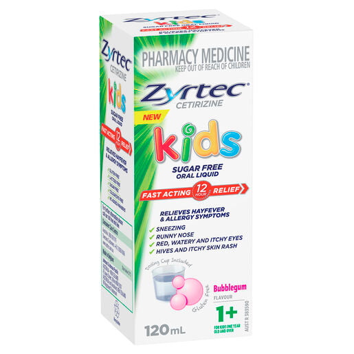 Zyrtec Kids Allergy & Hayfever Oral Liquid Bubblegum 120ml