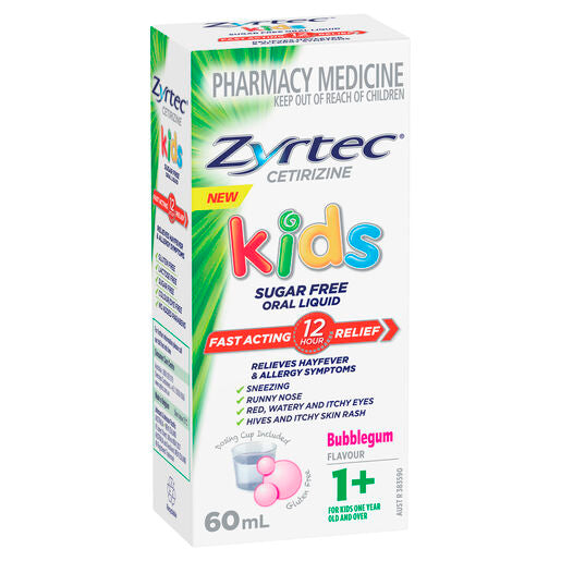 Zyrtec Kids Allergy & Hayfever Oral Liquid Bubblegum 60ml
