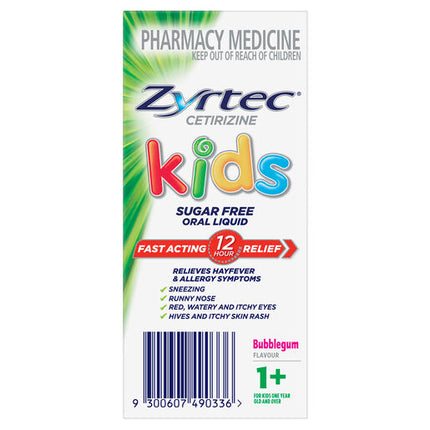 Zyrtec Kids Allergy & Hayfever Oral Liquid Bubblegum 60ml