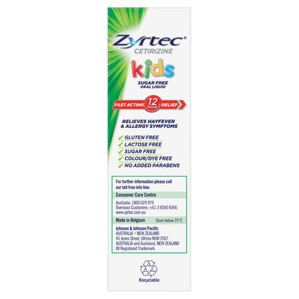 Zyrtec Kids Allergy & Hayfever Oral Liquid Bubblegum 60ml