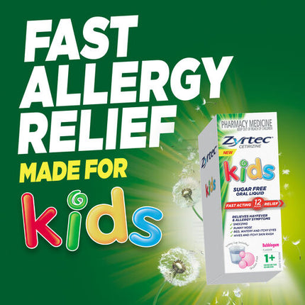 Zyrtec Kids Allergy & Hayfever Oral Liquid Bubblegum 60ml