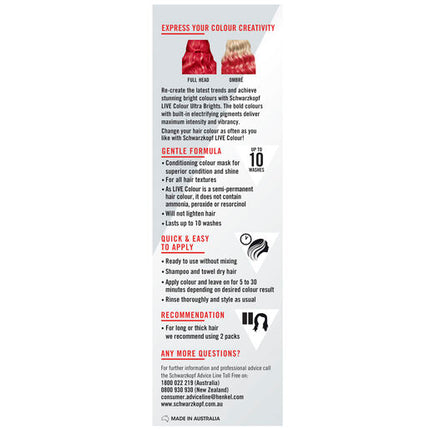 Schwarzkopf Live Colour Ultra Brights Pillar Box Red 75ml