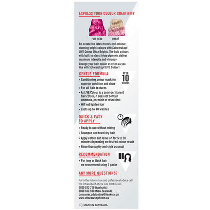 Schwarzkopf Live Colour Ultra Brights Shocking Pink 75ml