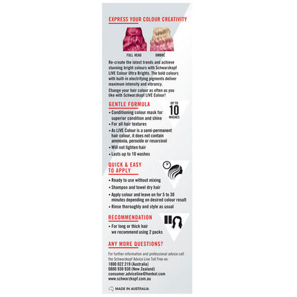 Schwarzkopf Live Colour Ultra Brights Raspberry Rebel 75ml