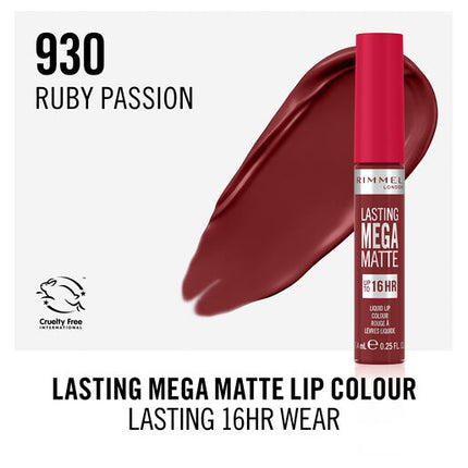 Rimmel Lasting Mega Matte Liquid Lipstick 930 Ruby Passion