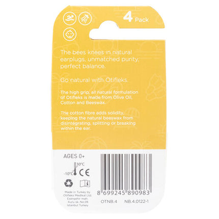 Otifleks Natural Beeswax Earplugs 4 Pack