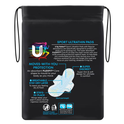 U By Kotex Regular Sport Ultrathins With Wings 12 Pack