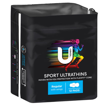 U By Kotex Regular Sport Ultrathins With Wings 12 Pack