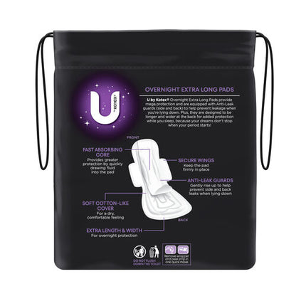 U By Kotex Overnight Extra Pads Long 8 Pack