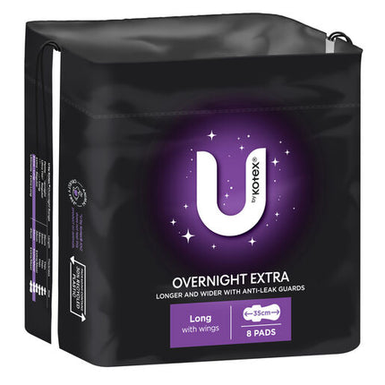U By Kotex Overnight Extra Pads Long 8 Pack