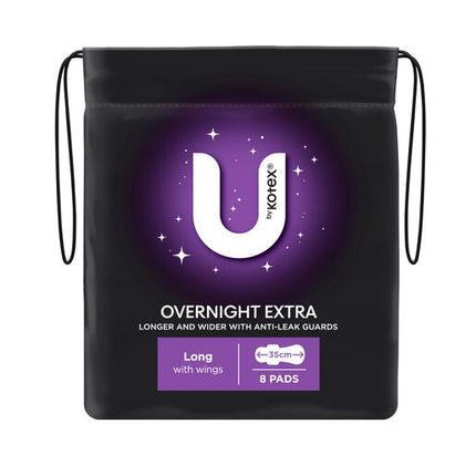 U By Kotex Overnight Extra Pads Long 8 Pack