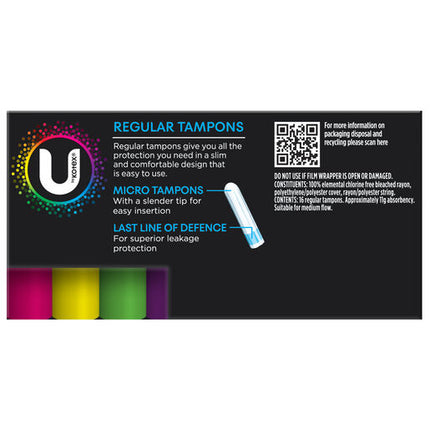 U By Kotex Regular Slim Tampons 16 Pack