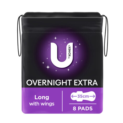 U By Kotex Overnight Extra Pads Long 8 Pack