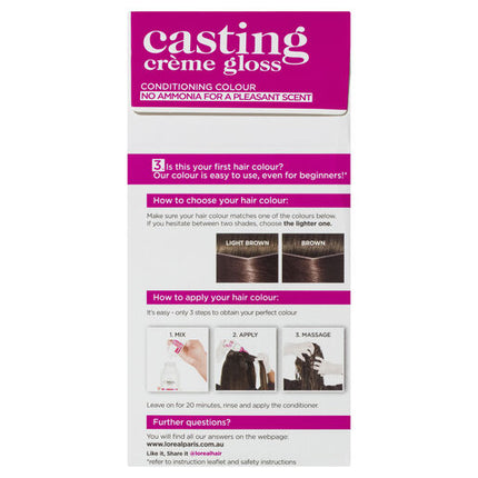 L'Oreal Casting Creme Gloss Semi-Permanent Hair Colour 415 Iced Brown