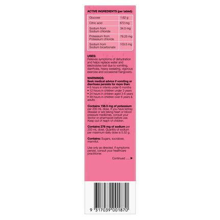 Hydralyte Effervescent Electrolyte Tablets Watermelon Burst 20 Tablets