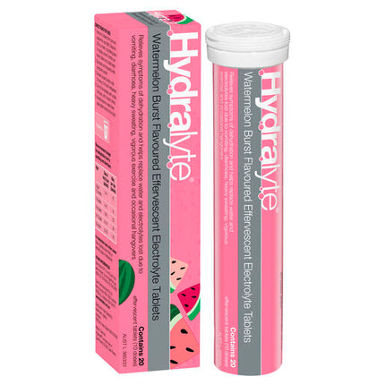 Hydralyte Effervescent Electrolyte Tablets Watermelon Burst 20 Tablets