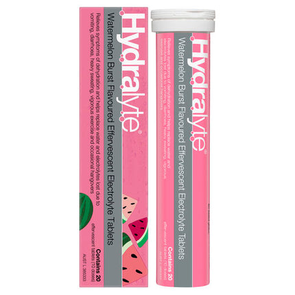 Hydralyte Effervescent Electrolyte Tablets Watermelon Burst 20 Tablets