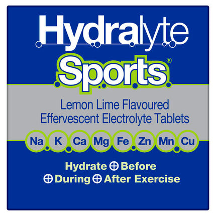 Hydralyte Sports Effervescent Electrolyte Tablets Lemon Lime 20 Tablets