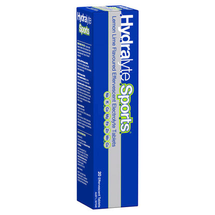 Hydralyte Sports Effervescent Electrolyte Tablets Lemon Lime 20 Tablets