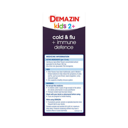 Demazin Kids 2+ Cold & Flu + Immune Defence 200ml