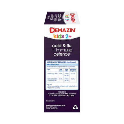 Demazin Kids 2+ Cold & Flu + Immune Defence 200ml