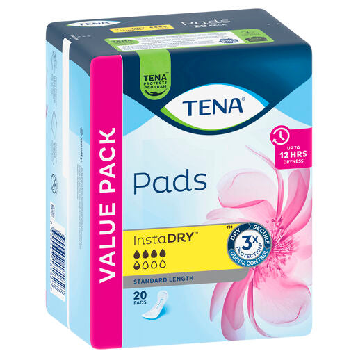 Tena Pads InstaDRY Standard Length 20 Pads