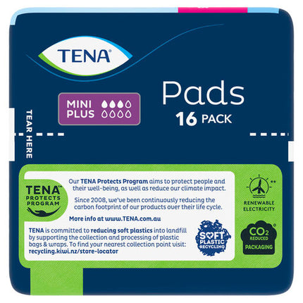 Tena Pad Mini Plus Long Length 16 Pack