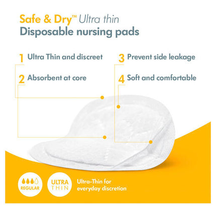 Medela Safe & Dry Ultra Thin Disposable Nursing Pads 60 Pack