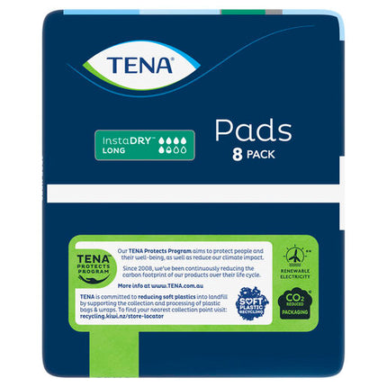 Tena Pads InstaDRY Long Length 8 Pads