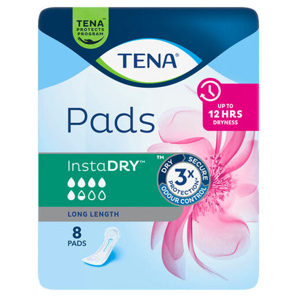 Tena Pads InstaDRY Long Length 8 Pads