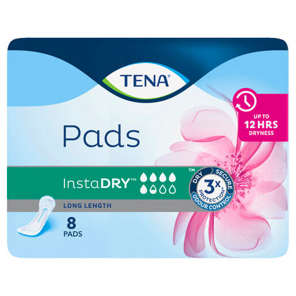 Tena Pads InstaDRY Long Length 8 Pads
