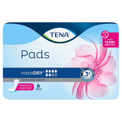 Tena Pads InstaDRY Extra Long Length 6 Pads