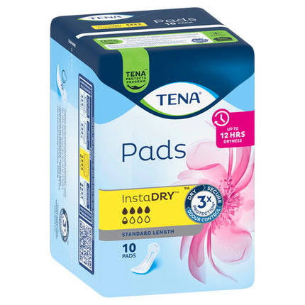 Tena Pads InstaDRY Standard Length 10 Pads