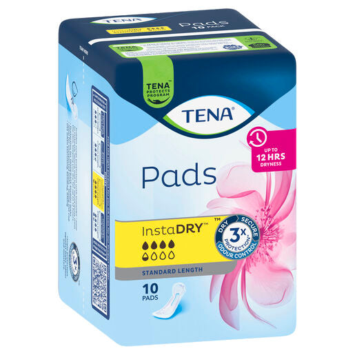 Tena Pads InstaDRY Standard Length 10 Pads