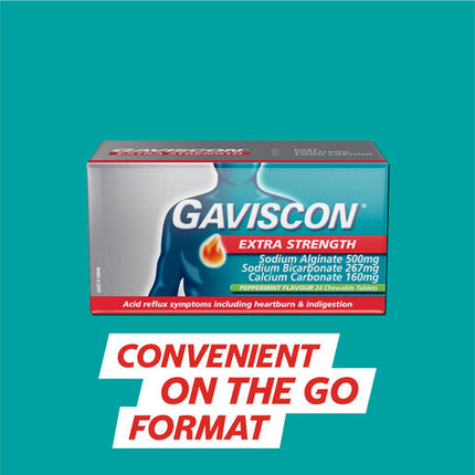 Gaviscon Extra Strength Heartburn & Indigestion Relief Peppermint 24 Tablets