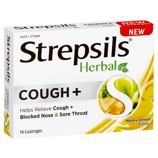 Strepsils Herbal Cough + Honey Lemon 16 Lozenges