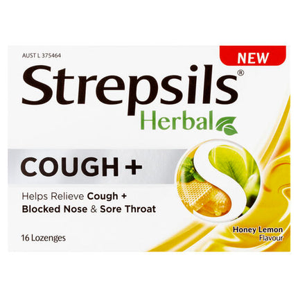 Strepsils Herbal Cough + Honey Lemon 16 Lozenges