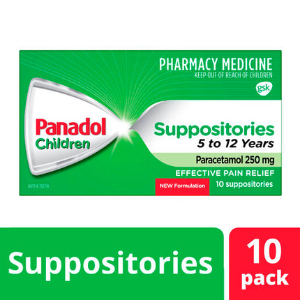 Panadol Children 5 to 12 Years Suppositories Paracetamol 250mg 10 Pack