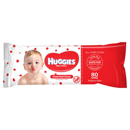 Huggies Essential Clean Baby Wipes 80 Pack