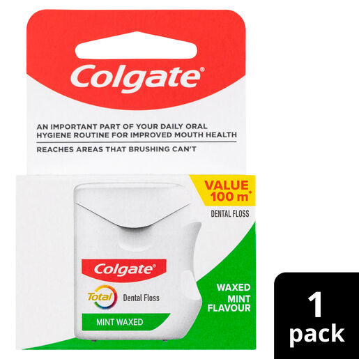 Colgate Dental Floss Total Mint Waxed 100m