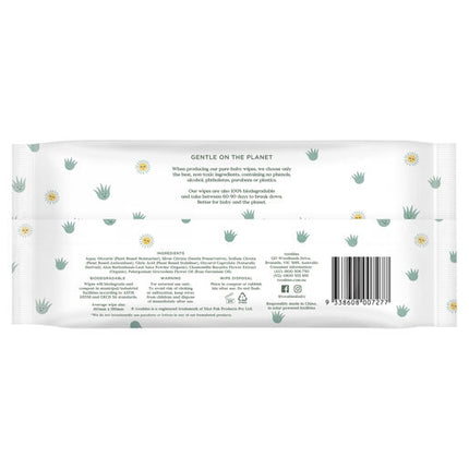 Tooshies Biodegradable Baby Wipes Aloe Vera + Chamomile 70 Pack