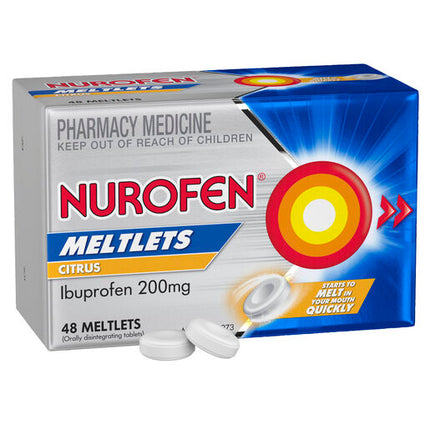 Nurofen Meltlets Citrus 200mg Ibuprofen 48 Pack