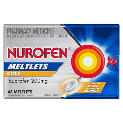 Nurofen Meltlets Citrus 200mg Ibuprofen 48 Pack