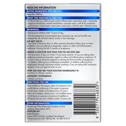 Nurofen Meltlets Citrus 200mg Ibuprofen 48 Pack