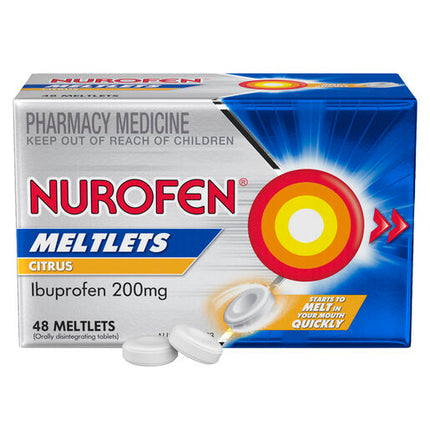 Nurofen Meltlets Citrus 200mg Ibuprofen 48 Pack