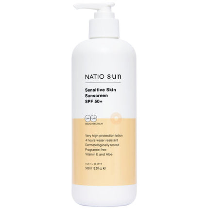 Natio Sensitive Skin Sunscreen SPF 50+ 500ml