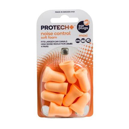 Protech Noise Control Soft Foam Maxi Earplugs 4 Pairs