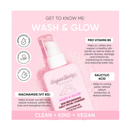 SugarBaby Wash & Glow Skin Replenishing Daily Facial Cleanser 100ml