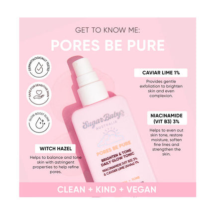 SugarBaby Pores Be Pure Brighten & Tone Daily Glow Tonic 100ml