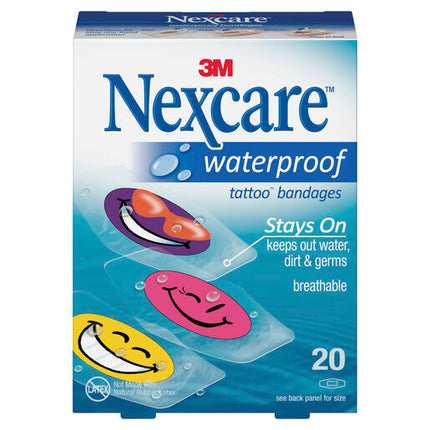 Nexcare Tattoo Waterproof Bandages Cool Collection 20 Pack